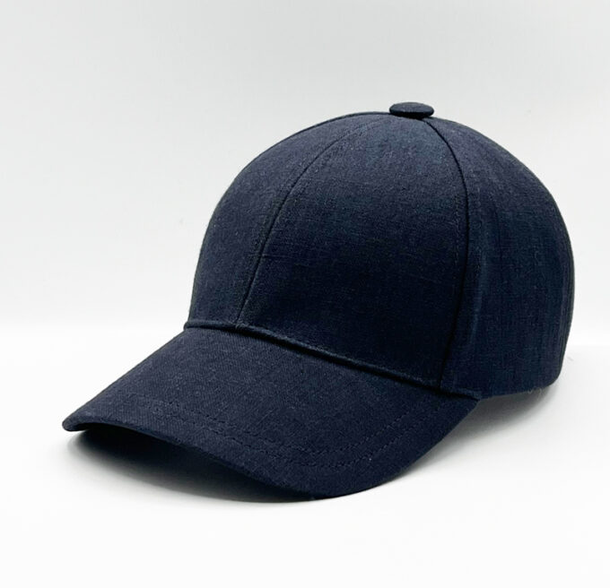 Lino bleu noir casquette en lin fabriquée en France