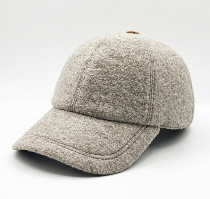 Bouclette beige casquette baseballen laine bouclette beige