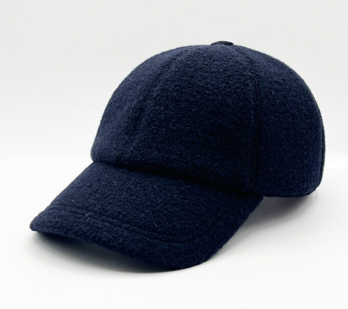 Bouclette marine casquette baseball en laine bouclette