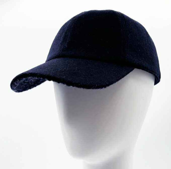 casquette baseball en laine cachemire marine fabriquée en France