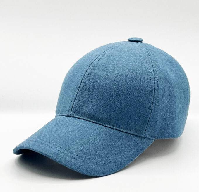 Lino bleu acier casquette baseball en lin bleue fabriquée en france