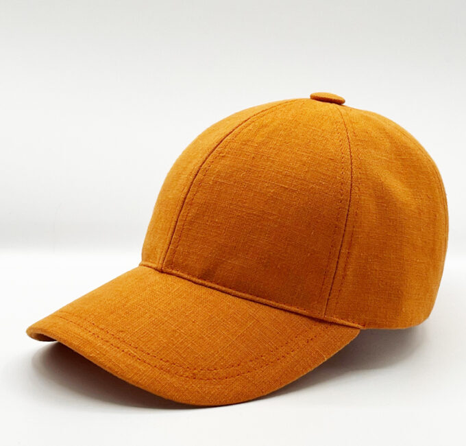 Lino orange casquette baseball en lin orange fabriquée en france