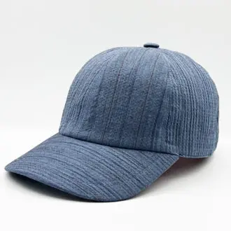 casquette indigo en coton seersucker fabriquée en France