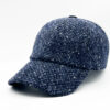 Charlotte Casquette baseball en laine tweed bleu foncé