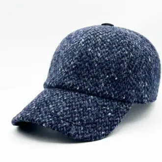 Casquette baseball en laine tweed bleu foncé