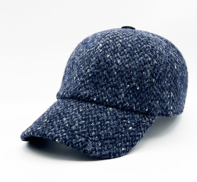 Charlotte Casquette baseball en laine tweed bleu foncé