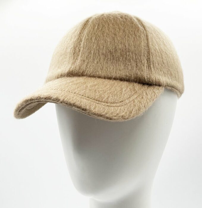 Alpes camel casquette camel en laine mohair fabriquée en france