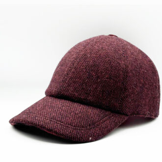 casquette baseball en laine tweed bordeau