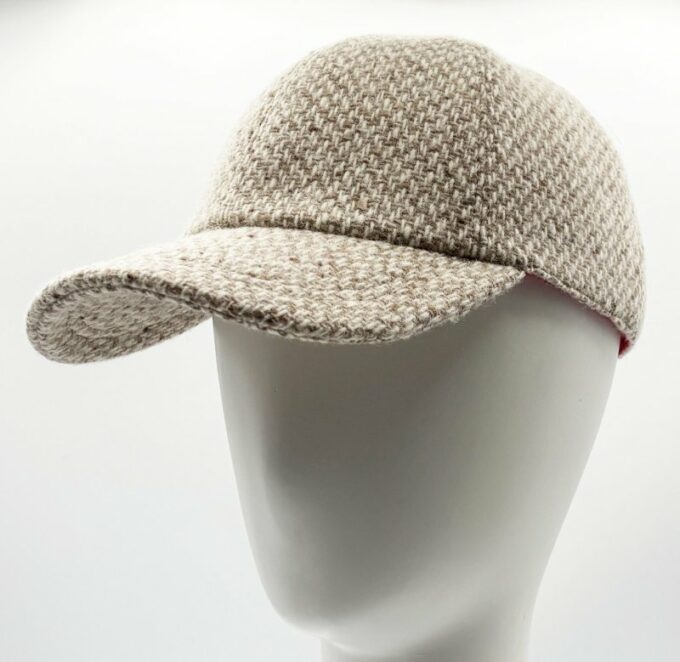 Casquette en laine tweed beigefabriquée en France