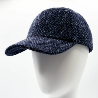 Casquette en laine tweed marine fabriquée en France