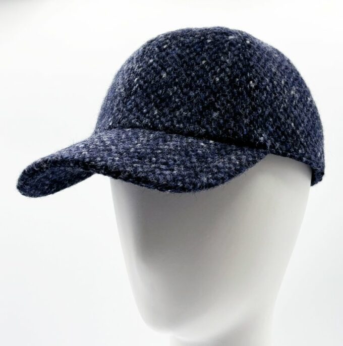 Casquette en laine tweed marine fabriquée en France